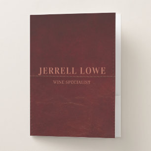 Burgundy Wine Color Vintage Leather Professional Pocket Folder