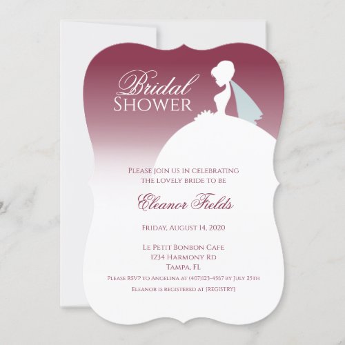 Burgundy Wine Elegant Bridal Shower Invitation
