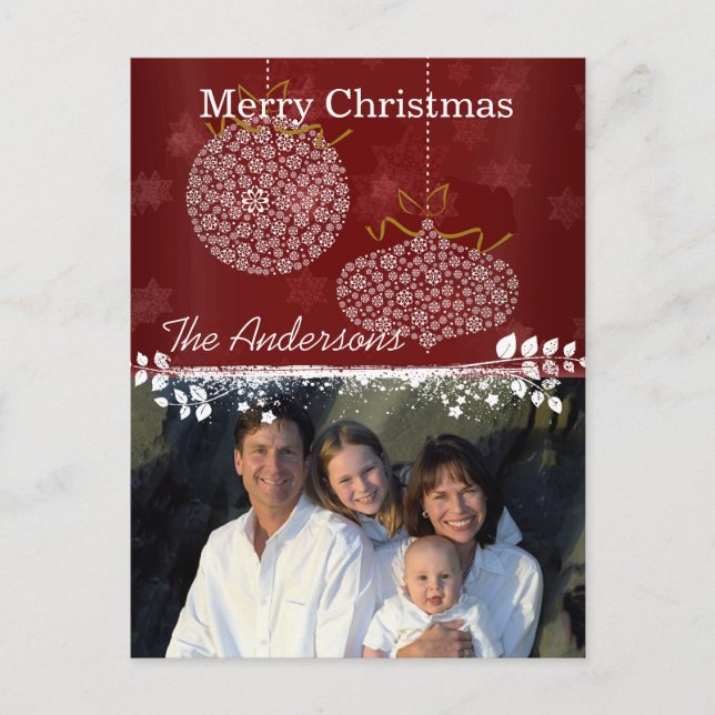 Burgundy Wine Family Christmas Photo Holiday Postcard (Front)
