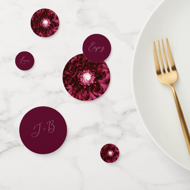 Burgundy Wine Floral Customizable Table Confetti (Group)
