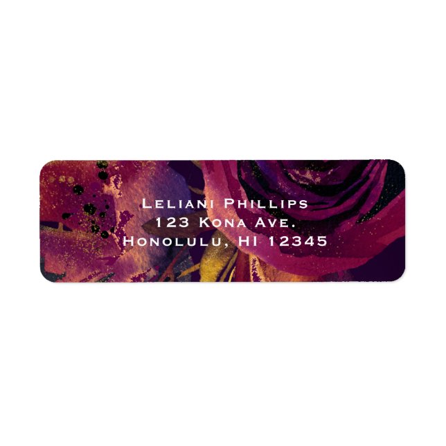Burgundy Wine Floral Rose Purple Elegant Modern Label (Front)
