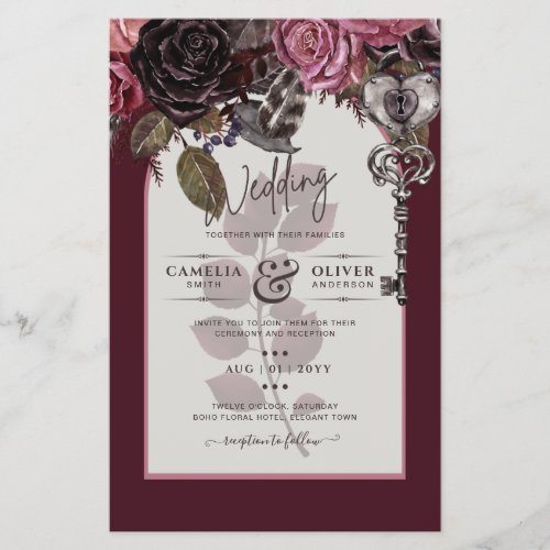 Burgundy Wine Floral Wedding Fall Winter INVITE Flyer