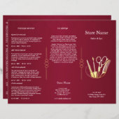 Burgundy Wine & Gold Beauty Salon Trifold Bruchure (Front/Back)