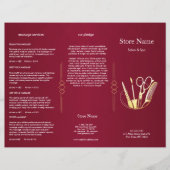 Burgundy Wine & Gold Beauty Salon Trifold Bruchure (Front)