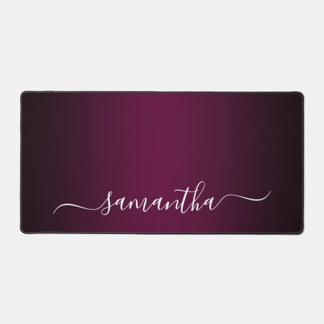 Burgundy Wine Gradient Elegant Name Desk Mat (Front)