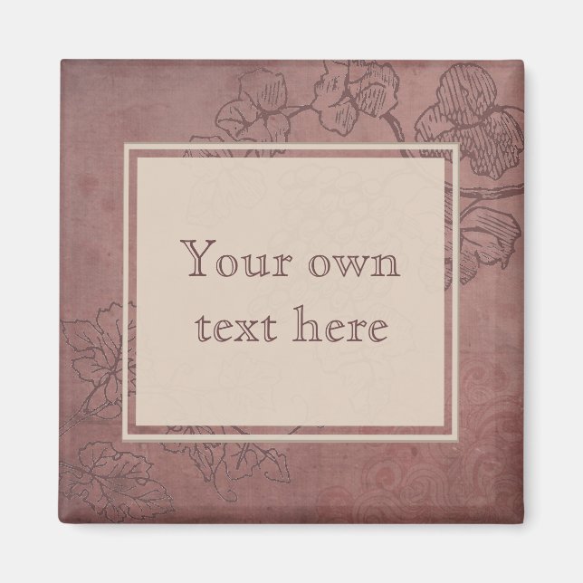Burgundy Wine Grapevine Custom Text Magnet (Front)