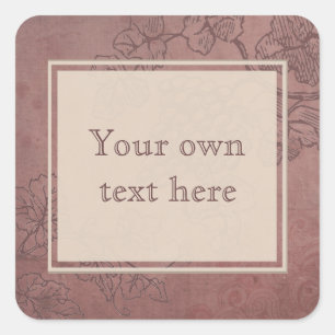 Burgundy Wine Grapevine Custom Text Square Sticker