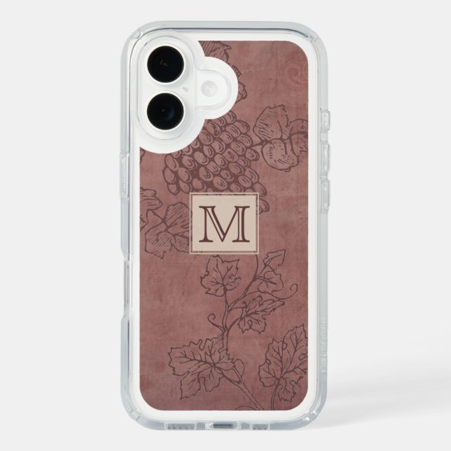 Burgundy Wine Grapevine Monogram Speck iPhone Case (Front)