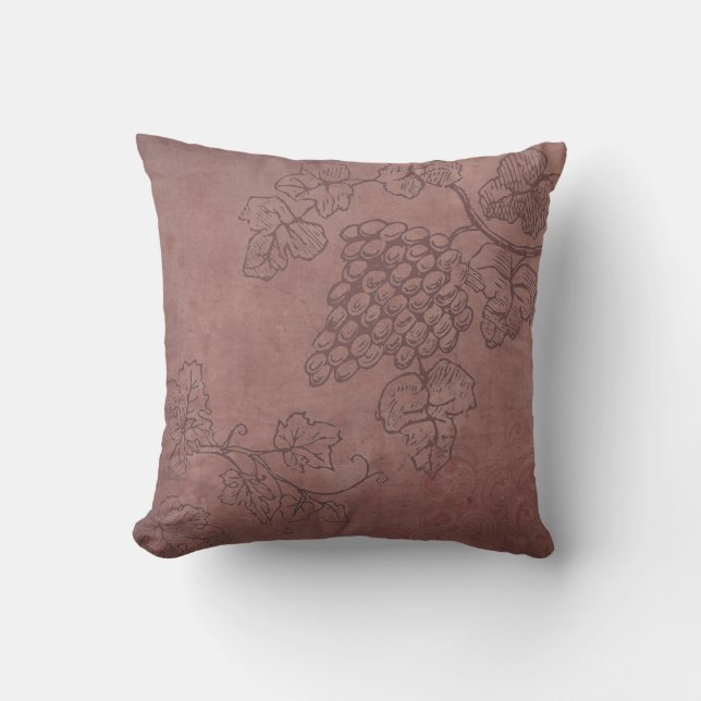 Burgundy Wine Grapevine  Throw Pillow (Front)