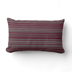 Burgundy Wine & Gray Simple Modern Striped Pattern Lumbar Pillow