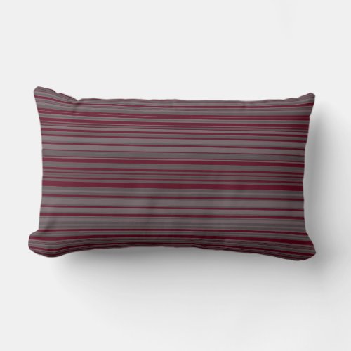 Burgundy Wine  Gray Simple Modern Striped Pattern Lumbar Pillow