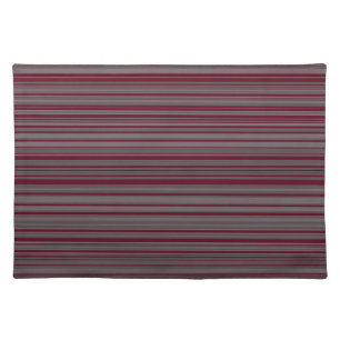Burgundy Wine & Gray Stripes Cloth Placemat