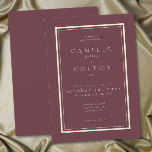 Burgundy Wine Minimalist Frame Wedding Invitation