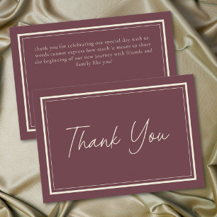 Burgundy Wine Minimalist Frame Wedding Thank You Card