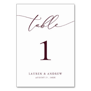 Burgundy Wine Minimalist Wedding   Event Custom Ta Table Number