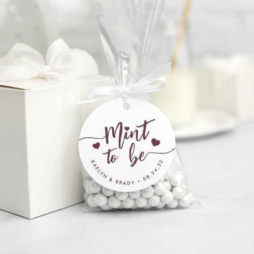 Burgundy Wine  Mint to Be Personalized Wedding Favor Tags