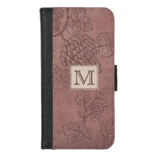 Burgundy Wine Monogram iPhone 8/7 Wallet Case