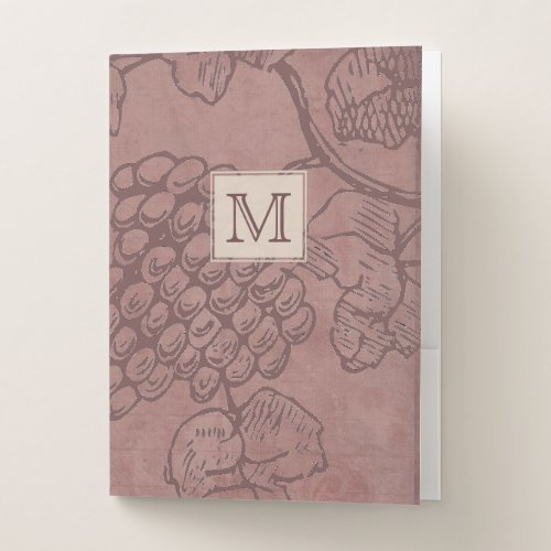 Burgundy Wine Monogram Pocket Folder