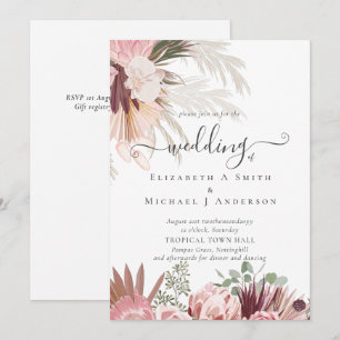 Burgundy Wine Pampas Grass Tropical Wedding