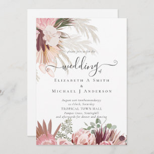 Burgundy Wine Pampas Grass Tropical Wedding