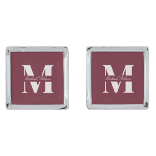 Burgundy Wine   Personalized Monogram Groomsmen  Cufflinks
