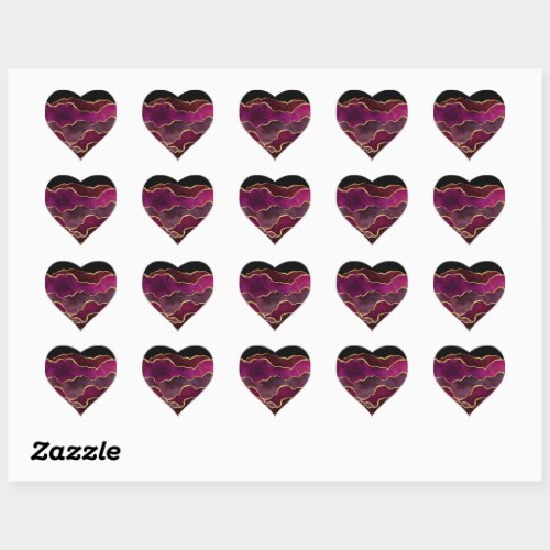 Burgundy Wine Red Abstract Watercolor Pattern Heart Sticker