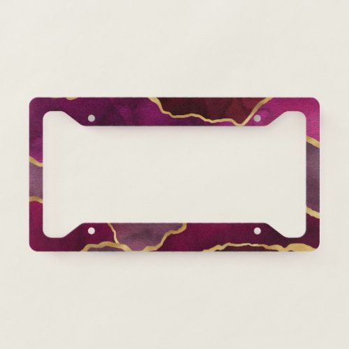 Burgundy Wine Red Abstract Watercolor Pattern License Plate Frame