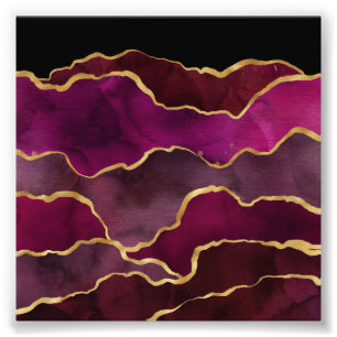 Burgundy Wine Red Abstract Watercolor Pattern Photo Print