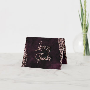 Burgundy Wine & Rose Gold Glam Wedding Thank You
