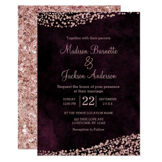 Rose Gold And Burgundy Wedding Invitations 3