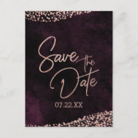 Burgundy Wine & Rose Gold Wedding Save the Date
