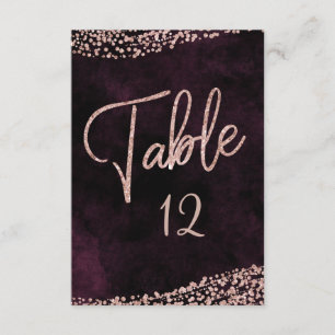 Burgundy Wine & Rose Gold Wedding Table Numbers
