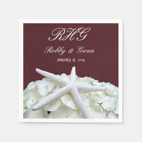 Burgundy Wine Seaside Garden Wedding Napkins