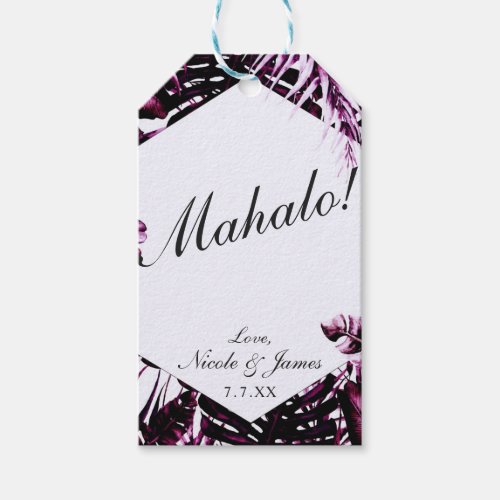Burgundy Wine Tropical Palm Leaves Chic Wedding  Gift Tags