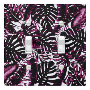 Burgundy Wine Tropical Palm Leaves Island Chic Light Switch Cover