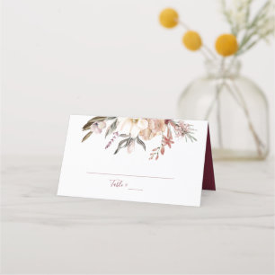 Burgundy Wine Wildflower Place Card