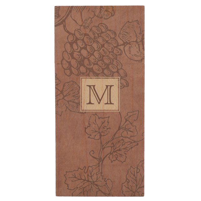 Burgundy Wine Wood USB Flash Drive (Front Vertical)