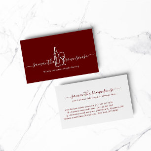 Burgundy Winery restaurant simple line art drawing Business Card