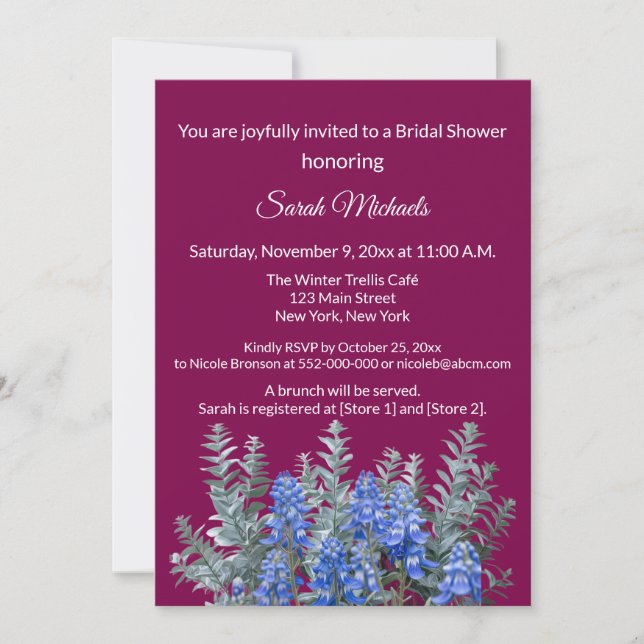 Burgundy Winter Bridal Shower Invitation (Front)