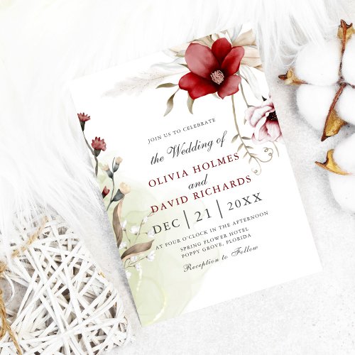Burgundy Winter Elegance Wedding Invitation