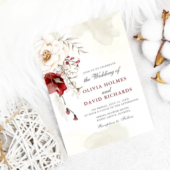 Burgundy Winter Elegance Wedding Invitation (Creator Uploaded)