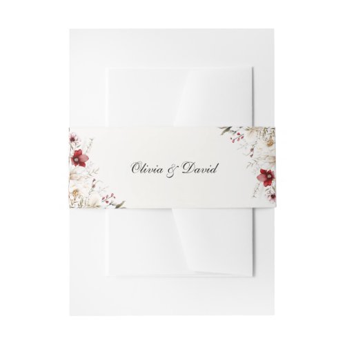 Burgundy Winter Elegance Wedding Invitation Belly Band