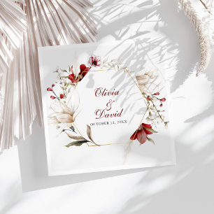 Burgundy Winter Elegance Wedding Paper Dinner Napkins