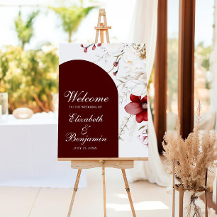 Burgundy Winter Elegance Welcome Foam Board