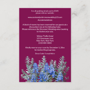 Burgundy Winter Wedding with Bluebonnet Enclosure Card