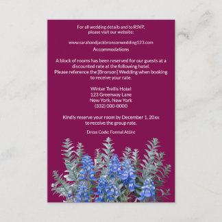 Burgundy Winter Wedding with Bluebonnet Enclosure Card