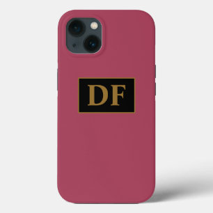 Burgundy With Gold Initials iPhone 13 Case