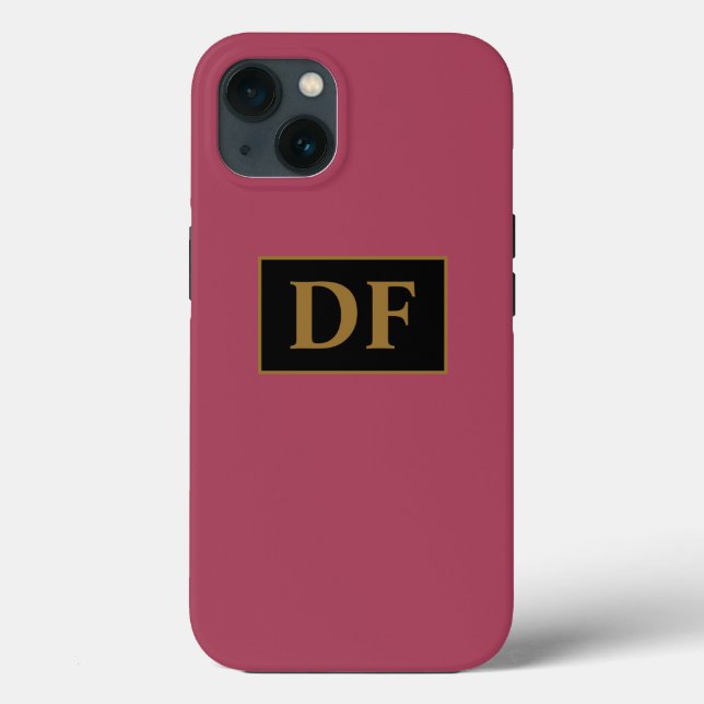 Burgundy With Gold Initials Case-Mate iPhone Case (Back)