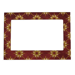 Burgundy with Gold Stars Pattern Magnetic Frame