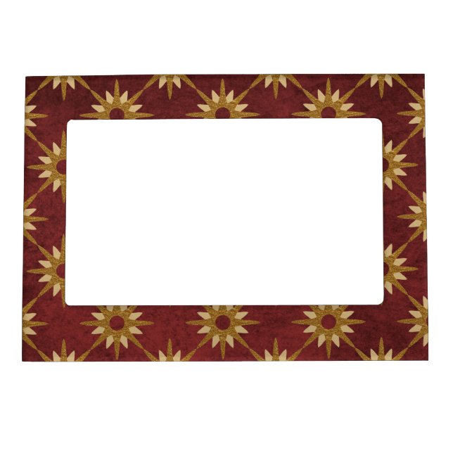Burgundy with Gold Stars Pattern Magnetic Frame (Front)